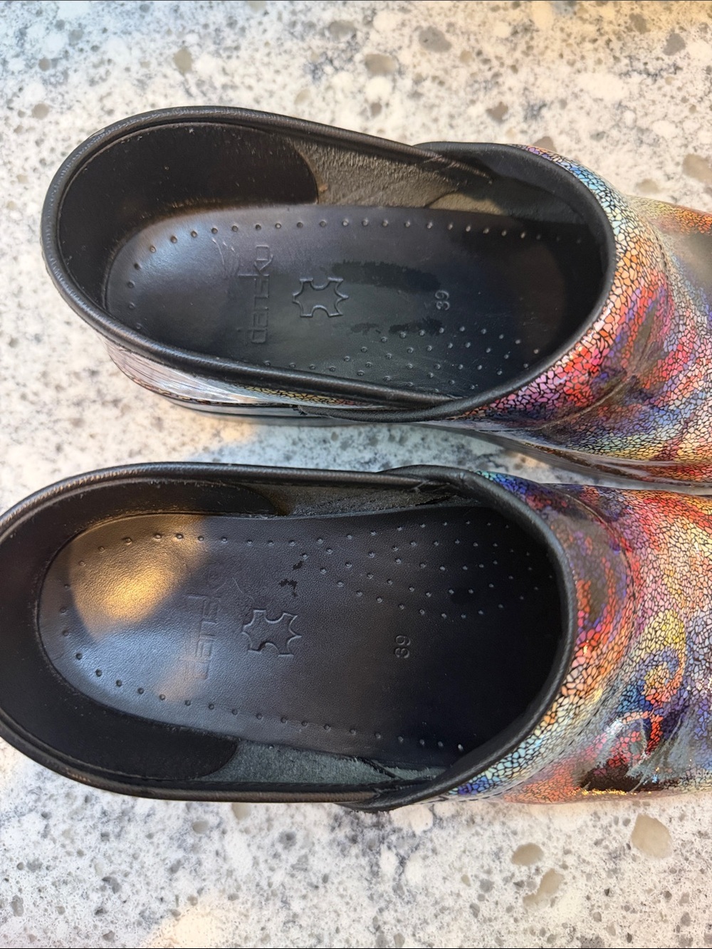 Dansko Multicolor Patterned Leather Clogs - Picture 3 of 9